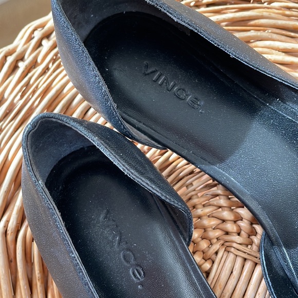 Vince minimalist beautiful black leather square toe flats - Picture 4 of 11